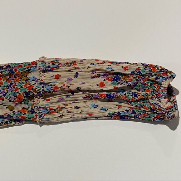 Democracy Boho Floral Crisscross V-Neck Embroidered Lace Neck Blouse Women's L - Picture 10 of 15